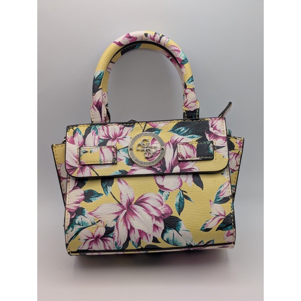 Guess Floral Mini Satchel in Yellow